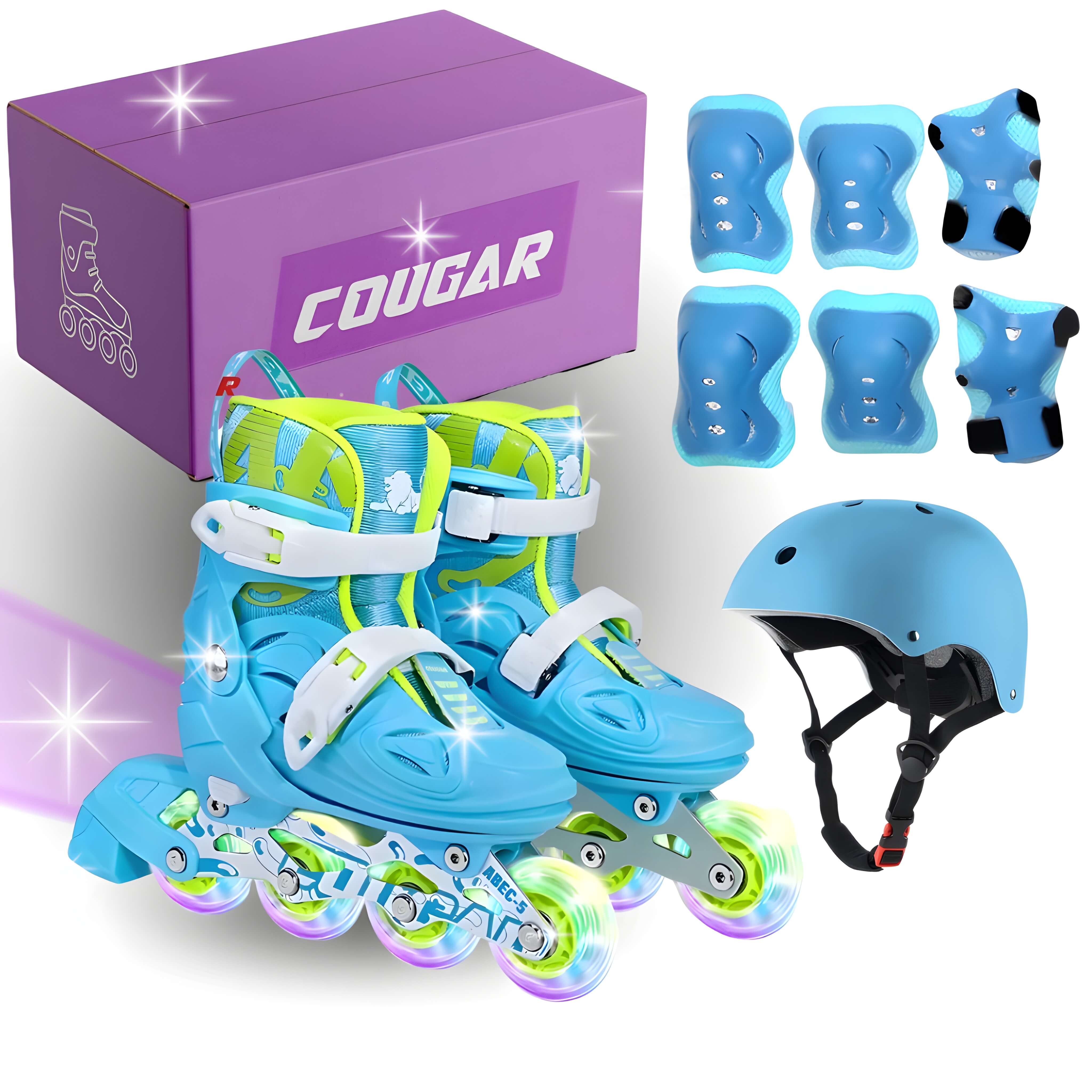 Combo Infantil de Patines Ajustables con llantas de Luz + Casco + Kit de Protecciones