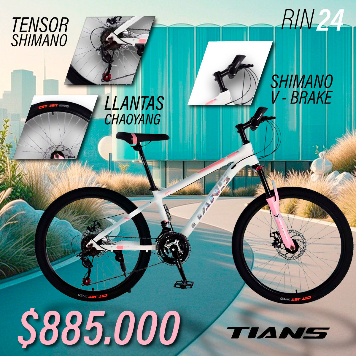 Bicicleta Tians Rin 24 Aluminio + Shimano V-Brake