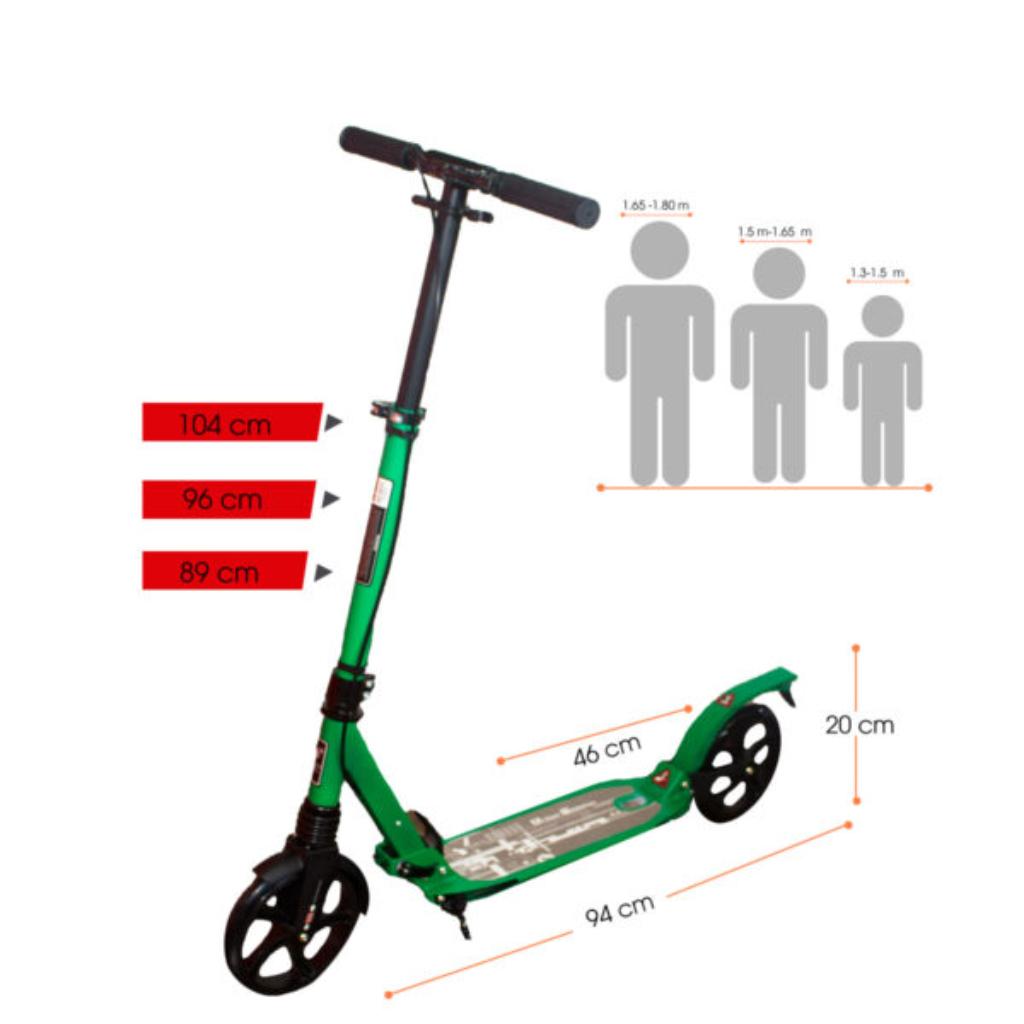 Patineta Urbana Mecánica con ruedas de 20cm, capacidad de 100 kilos con freno convencional.